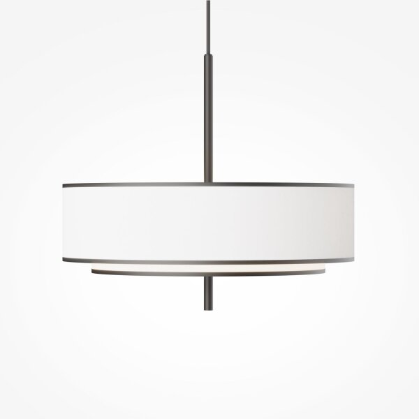 Runde Hängelampe Stoff Weiß Schwarz Ø50 cm E27 5-flmg