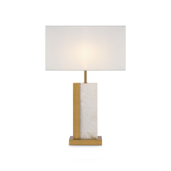 Elegante Tischlampe Stoff Metall Weiß Messing E27 45 cm