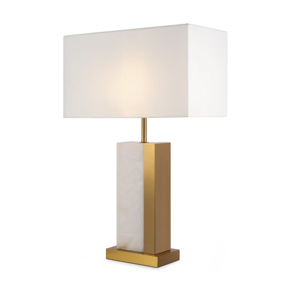 Elegante Tischlampe Stoff Metall Weiß Messing E27 45 cm