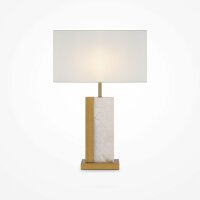 Elegante Tischlampe Stoff Metall Weiß Messing E27...
