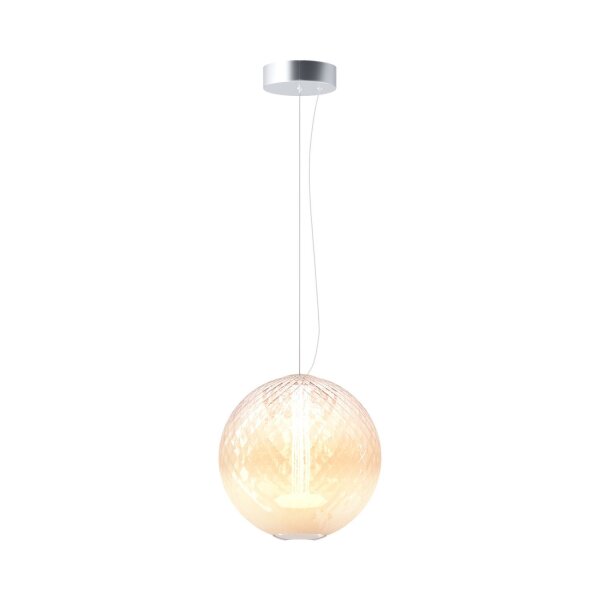 LED Hängelampe Glasschirm Metall in Chrom Ø30 cm 15 W