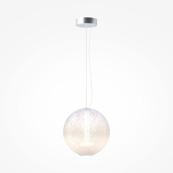LED Hängelampe Glasschirm Metall in Chrom Ø30 cm 15 W
