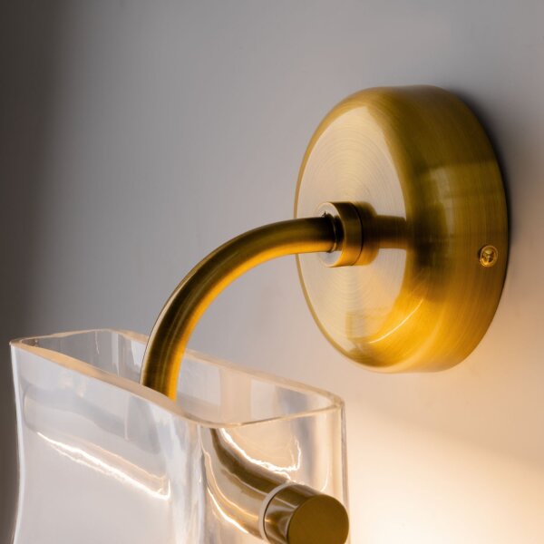 LED Wandleuchte Glas Metall Messing H:27 cm 3000 K 8 W