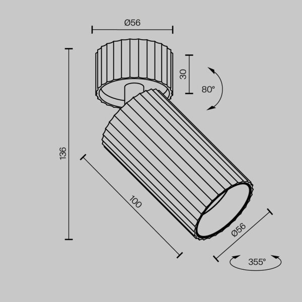Deckenspot flexibel Aluminium Weiß L:10 cm GU10