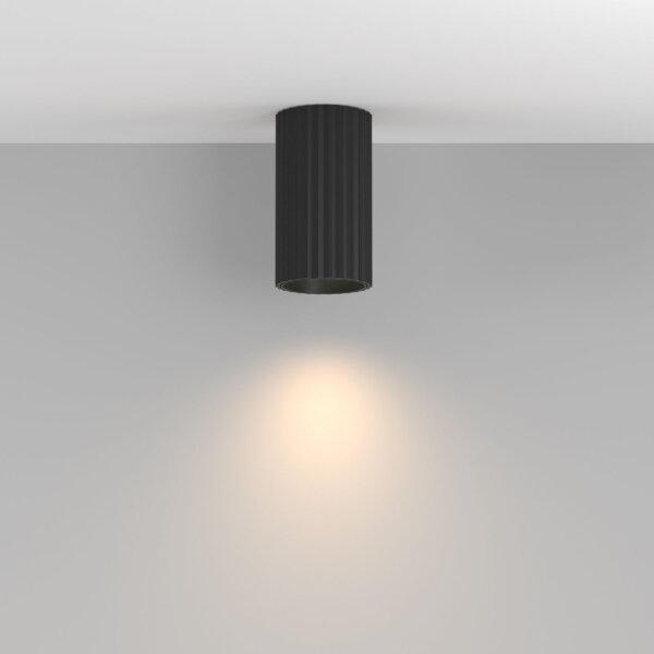 Aufbauspot Aluminium Schwarz Ø5,6 cm rund GU10 Rillen
