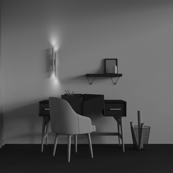 Wandstrahler Aluminium Weiß H:49 cm inkl GU10 4-flammig