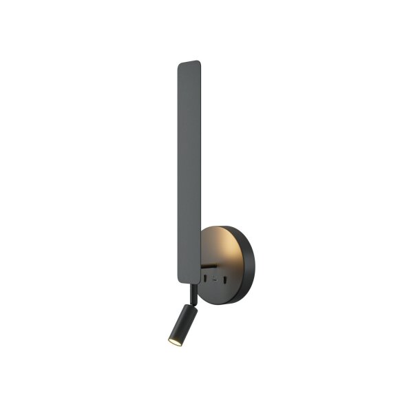 LED Wandlampe Schwarz H:51,6 cm 3000 K Schalter USB