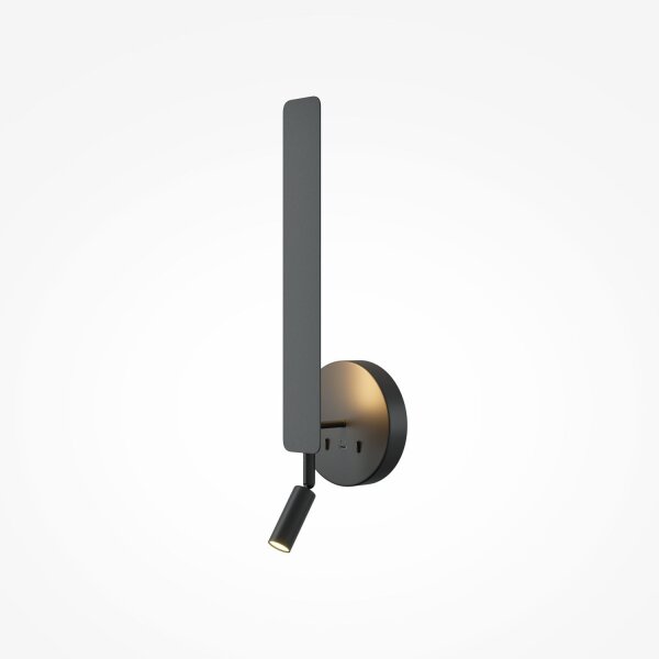 LED Wandlampe Schwarz H:51,6 cm 3000 K Schalter USB