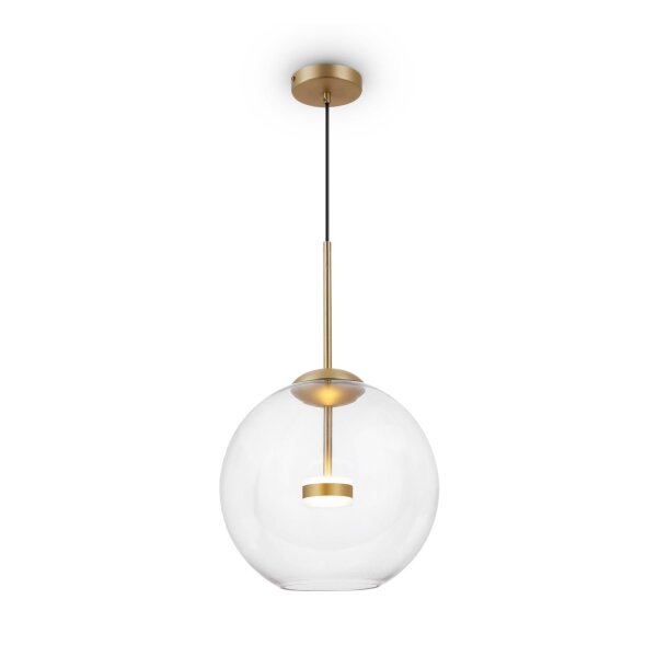 LED Hängelampe Glas Schirm Metall Gold Ø35 cm 3000 K