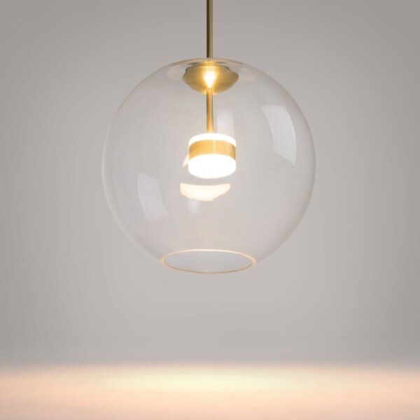 LED Hängelampe Glas Schirm Metall Gold Ø35 cm 3000 K
