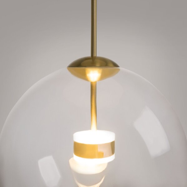 LED Hängelampe Glas Schirm Metall Gold Ø35 cm 3000 K