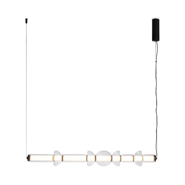 Lange LED Hängelampe Glas Metall Schwarz 98 cm 3000 K