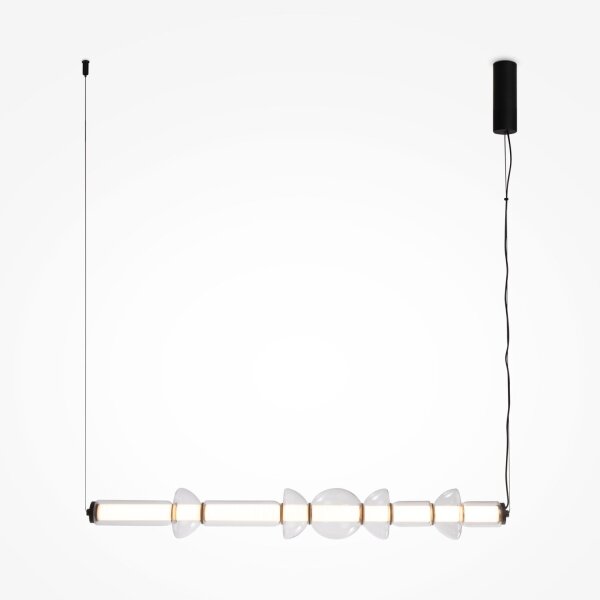 Lange LED Hängelampe Glas Metall Schwarz 98 cm 3000 K