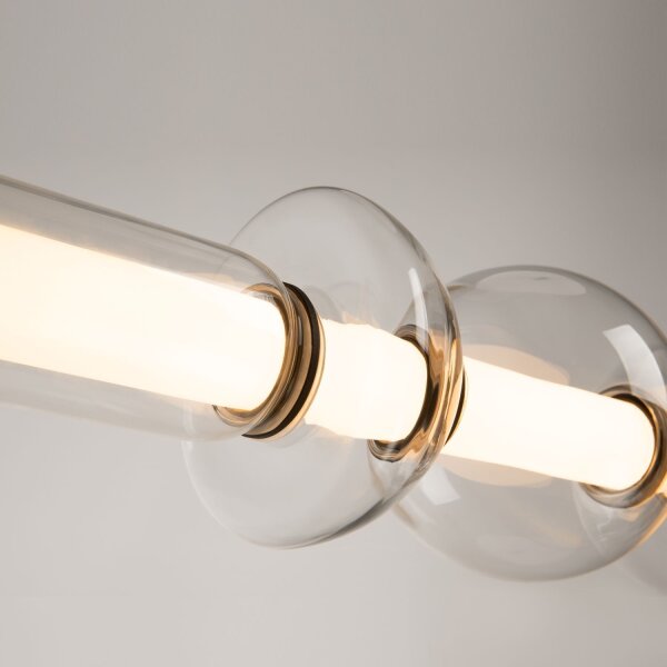 Lange LED Hängelampe Glas Metall Schwarz 98 cm 3000 K
