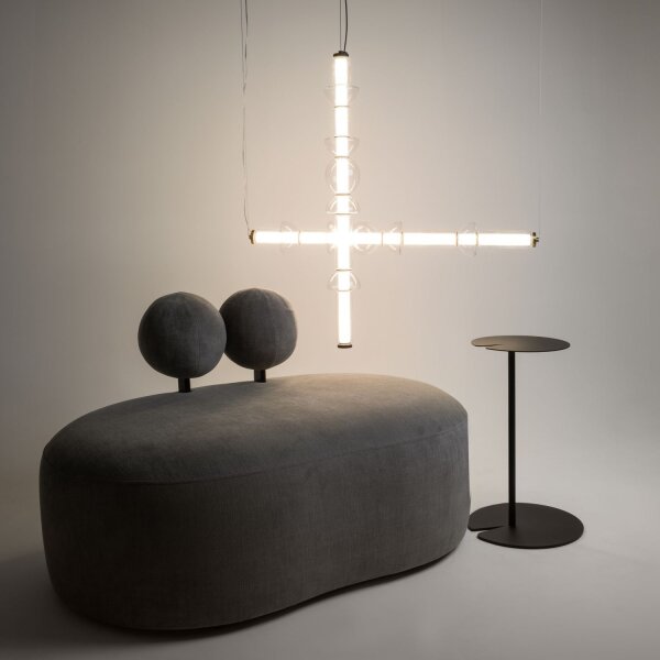 Lange LED Hängelampe Glas Metall Schwarz 98 cm 3000 K