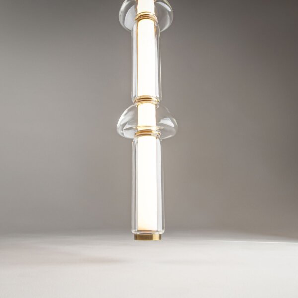 LED Hängelampe Glas Metall in Messing 98 cm 39 W 3000 K
