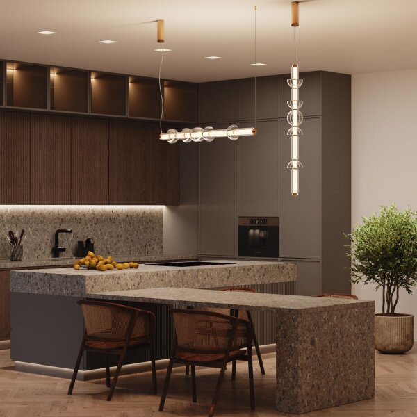 LED Hängelampe Glas Metall in Messing 98 cm 39 W 3000 K