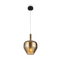 Runde Pendelleuchte Glas Schirm Gold Schwarz E27...