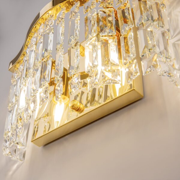 Wandlampe Glas Metall Gold H:18 cm E14 2-flammig Modern