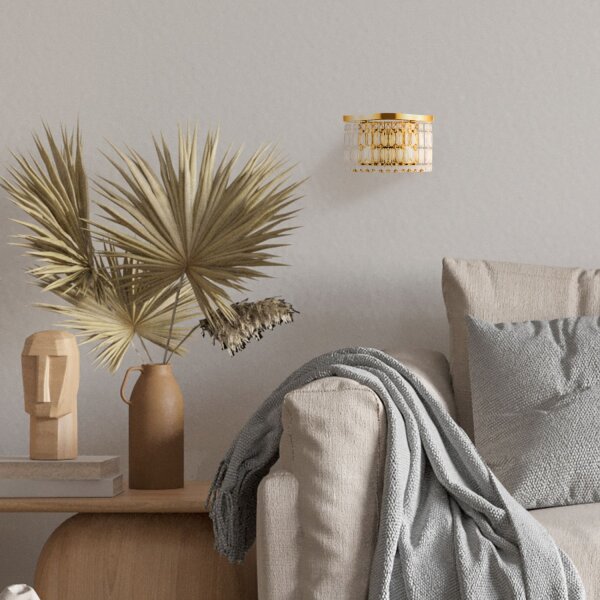 Wandlampe Glas Metall Gold H:18 cm E14 2-flammig Modern