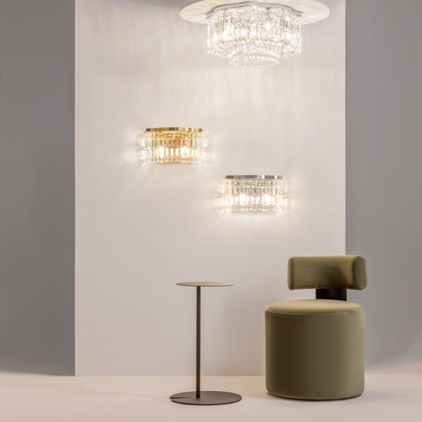 Wandlampe Glas Metall Gold H:18 cm E14 2-flammig Modern