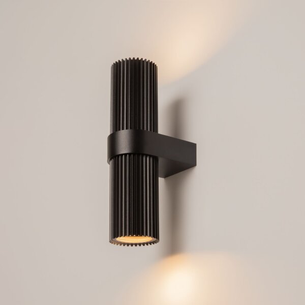 Wandleuchte Up Down Aluminium Schwarz Ø8 cm GU10 Modern