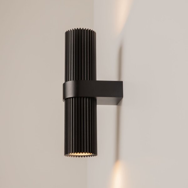 Wandleuchte Up Down Aluminium Schwarz Ø8 cm GU10 Modern