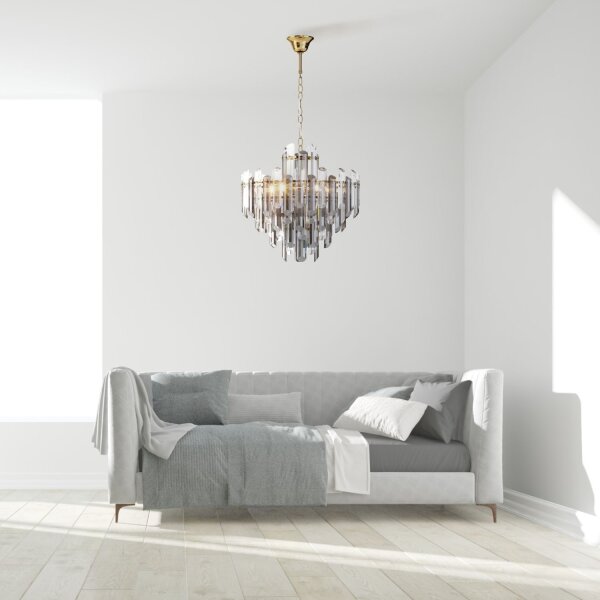 Pendelleuchte Glas Metall Gold Ø48,8 cm E14 Kristall
