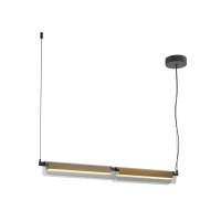 Lange LED Hängelampe Glas Grau Messing 93 cm 3000 K