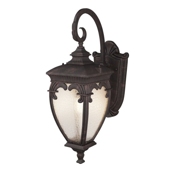 Wandlampe Glas Aluminium Bronze Antik IP44 E27 H:48 cm