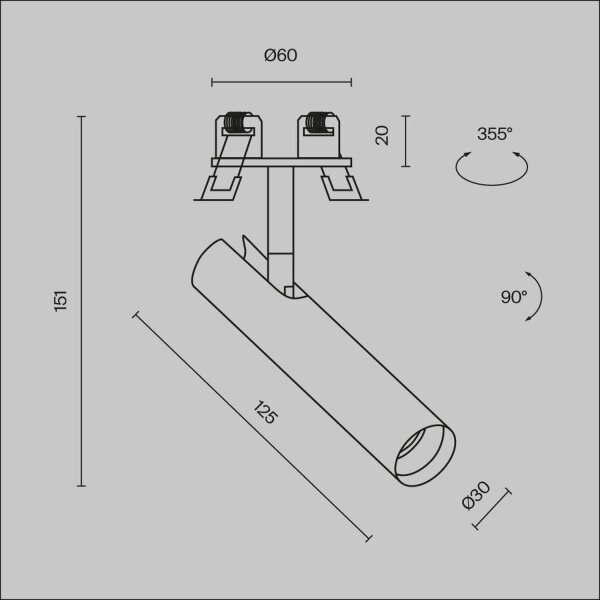 LED Einbauleuchte Aluminium Schwarz Ø3 cm rund 3000 K