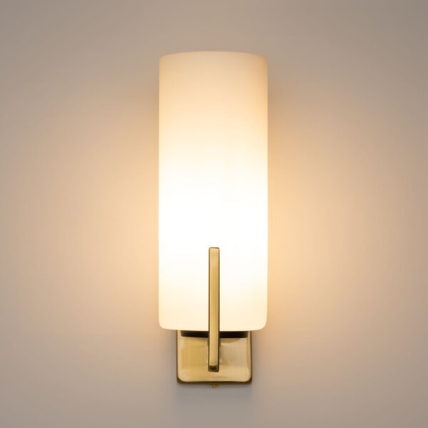 Wandlampe Glas Metall in Messing T:18,5 cm E27 blendarm