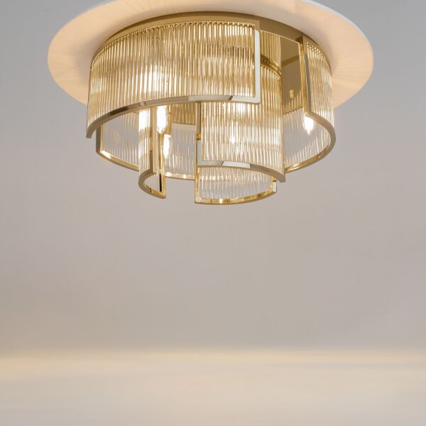 Runde Deckenlampe Glas Metall Gold E14 Ø55,4 cm Modern