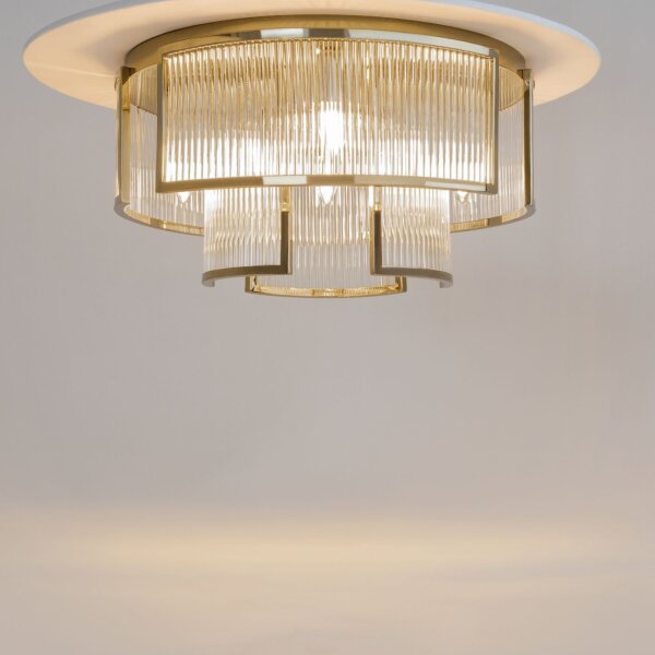Runde Deckenlampe Glas Metall Gold E14 Ø55,4 cm Modern