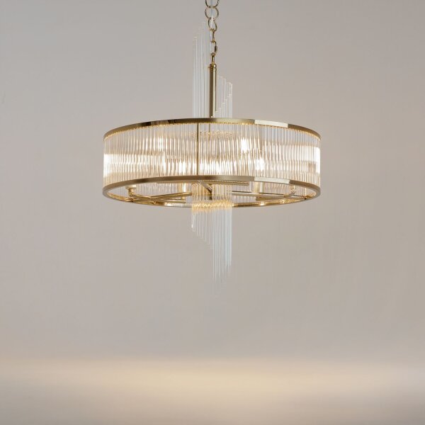 Kronleuchter Glas Metall Gold E14 Ø58 cm rund 6-flammig