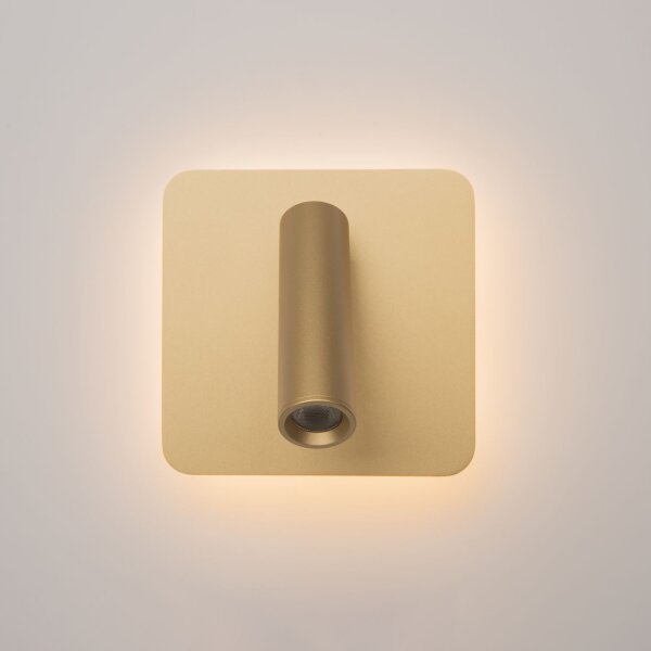 LED Wandleuchte Aluminium Schalter Gold H:13 cm 3000 K