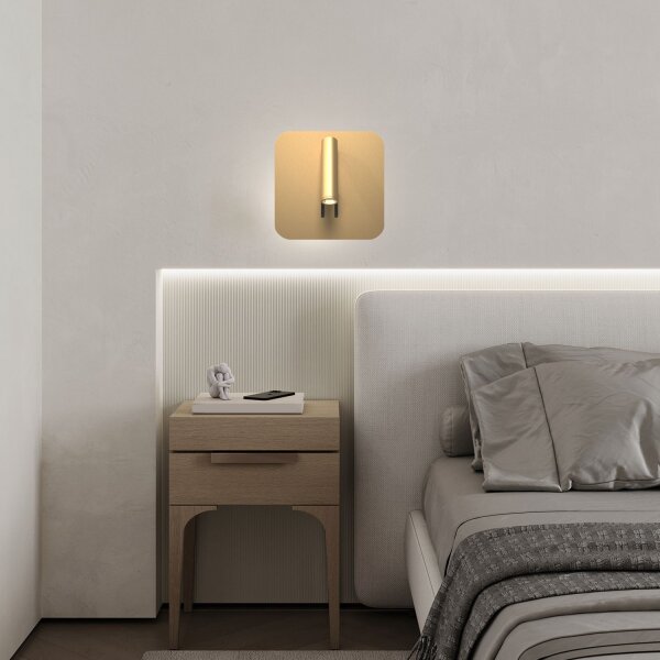 LED Wandleuchte Aluminium Schalter Gold H:13 cm 3000 K