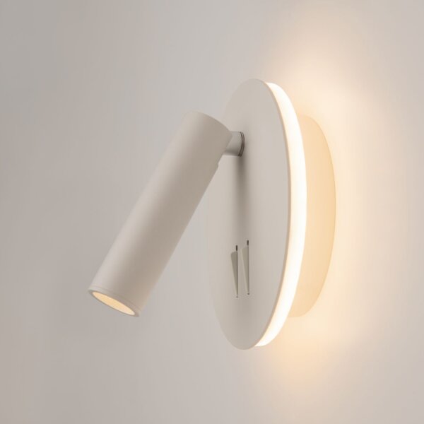 LED Wandleuchte Aluminium Schalter Weiß Ø14 cm 3000 K