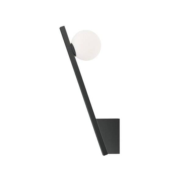 Wandleuchte Glas Metall Schwarz H:35 cm G9 Kugel