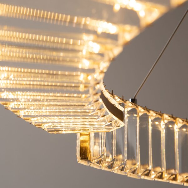 LED Pendelleuchte Glas Metall in Messing Ø80 cm 3000 K