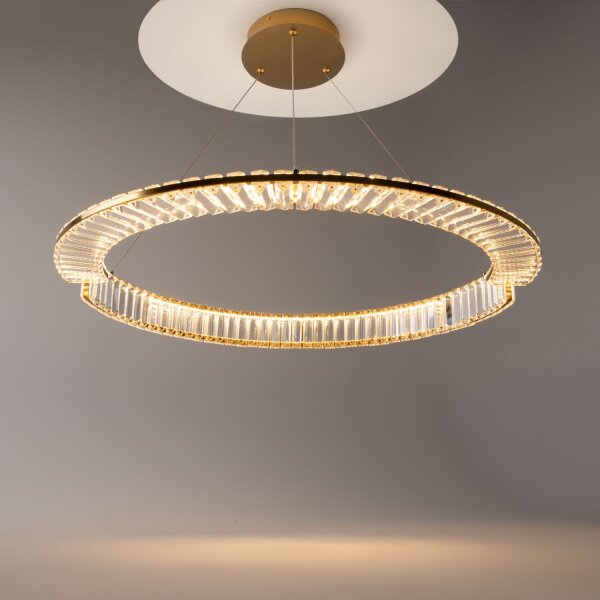 LED Pendelleuchte Glas Metall in Messing Ø80 cm 3000 K