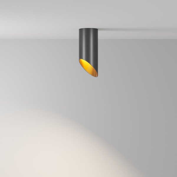 Aufbauspot Aluminium Schwarz Gold Ø6 cm GU10 Zeitlos