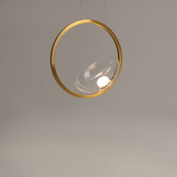 LED Pendelleuchte Glas Metall in Messing L:32 cm 3000 K