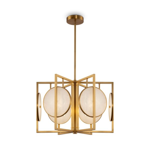 Deckenlampe Alabaster Glas in Messing E14 6-flammig