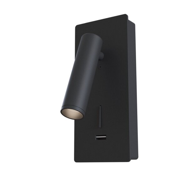 LED Wandspot Schwarz flexibel Schalter 6 cm 3000 K USB