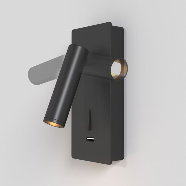 LED Wandspot Schwarz flexibel Schalter 6 cm 3000 K USB