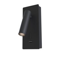 LED Wandspot Schwarz flexibel Schalter 6 cm 3000 K USB