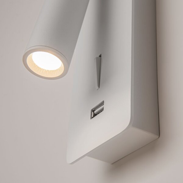 LED Wandspot Weiß flexibel Schalter 6 cm 3000 K USB
