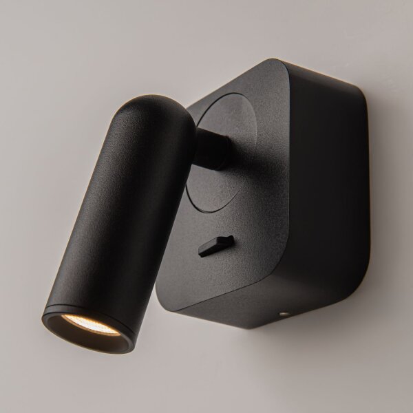 LED Wandspot Schalter Schwarz H:6,5 cm flexibel 3000 K