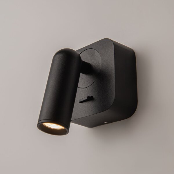 LED Wandspot Schalter Schwarz H:6,5 cm flexibel 3000 K